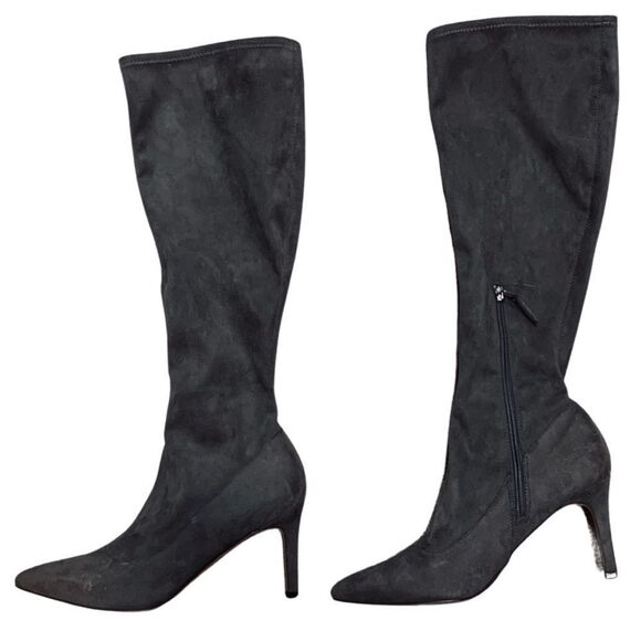 Nine West Carrara Size 8 Zip Pointed Toe Knee High Stiletto Heel Boot Gray - Picture 1 of 4